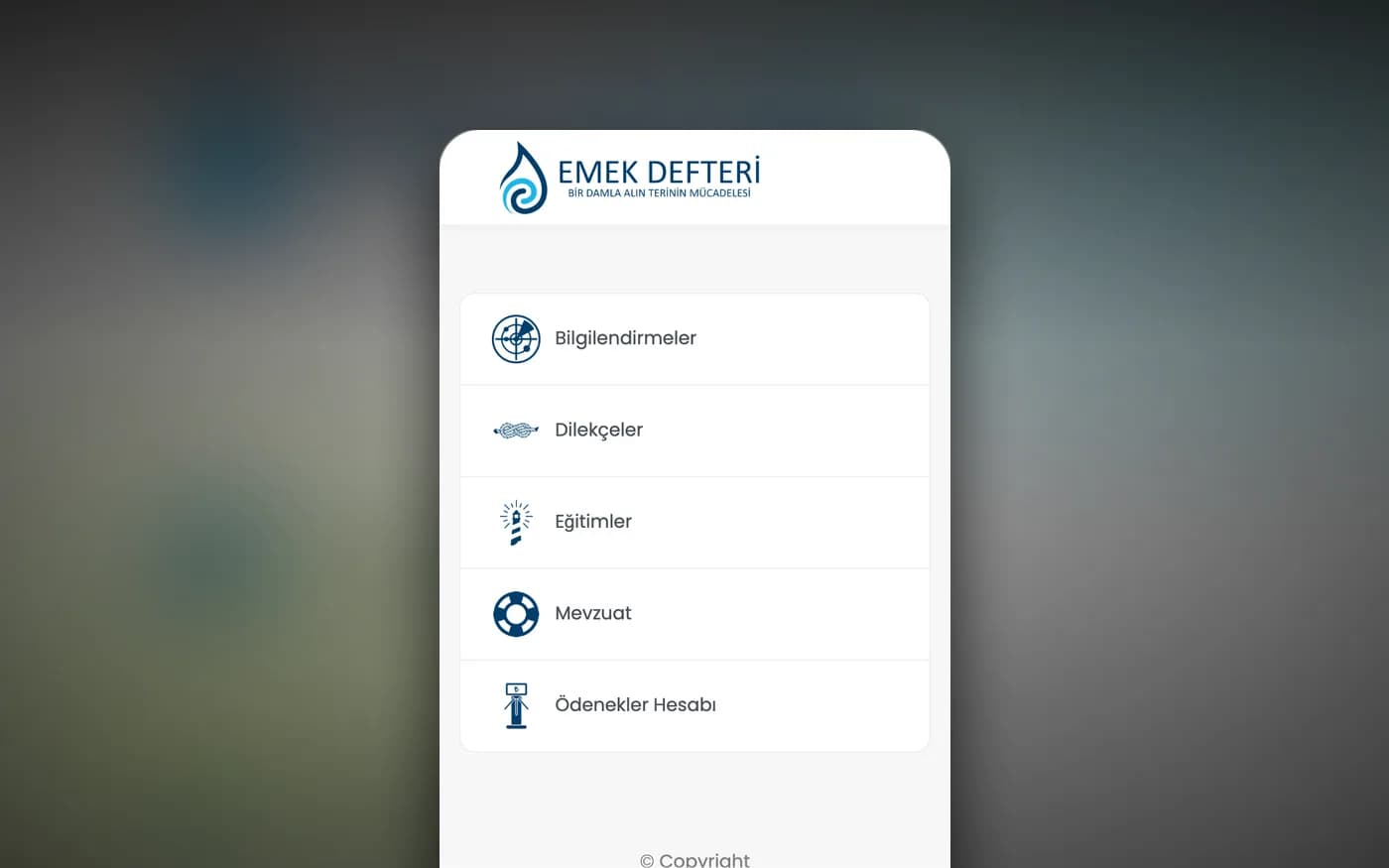 Emek Defteri main screen