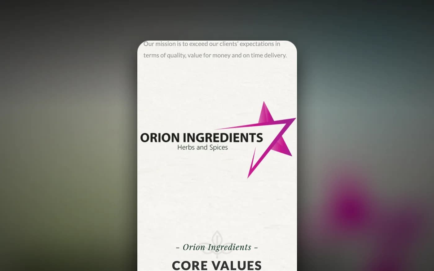 Orion homepage